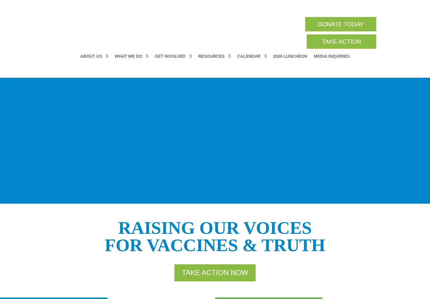 Captured homepage of immunizeusa.org in the current scan