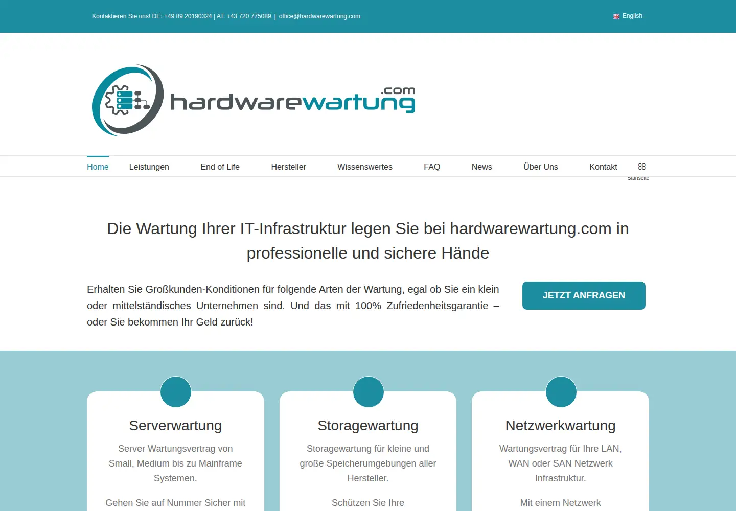 Captured homepage of hardwarewartung.com in the current scan