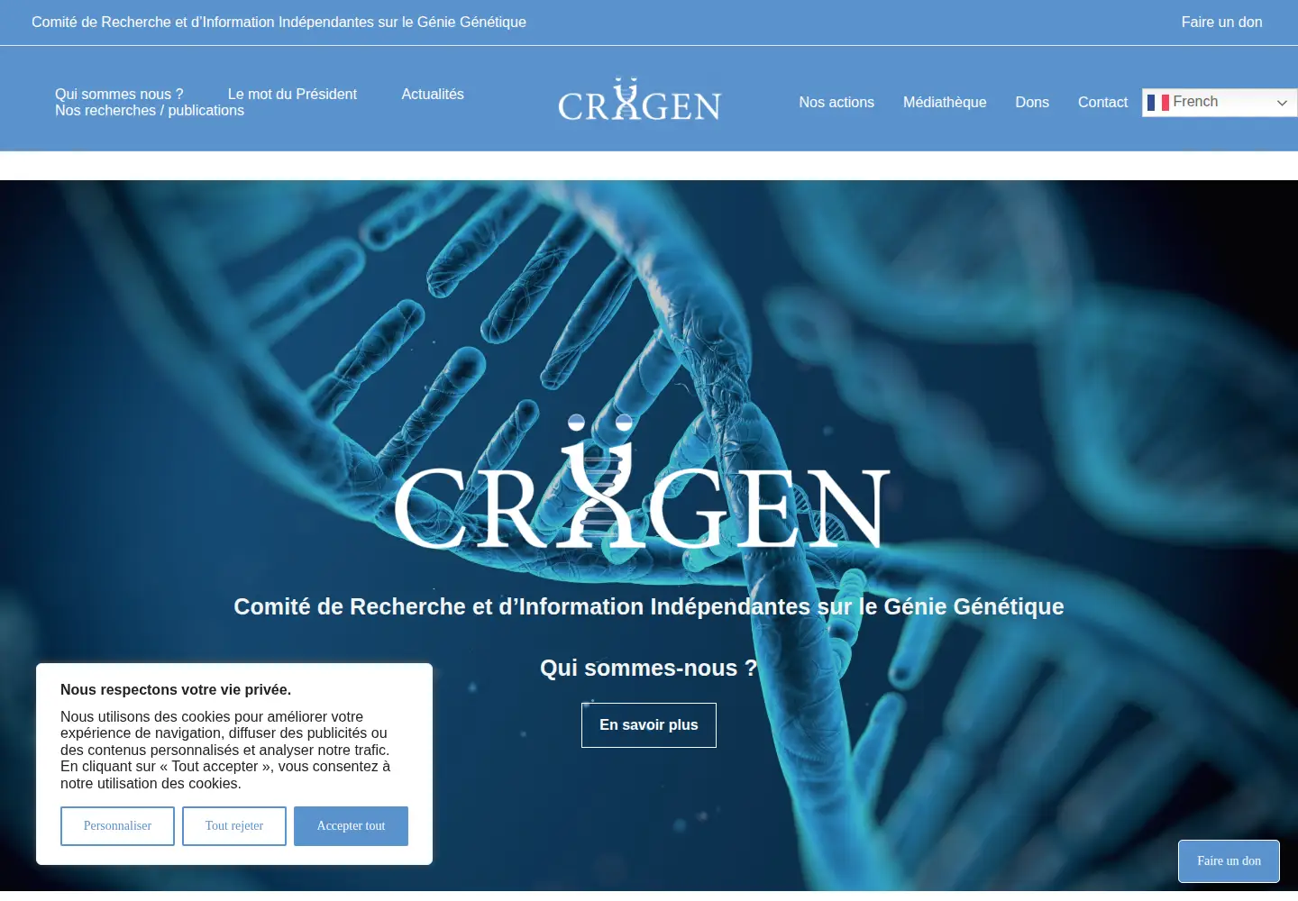 Screenshot of criigen.org