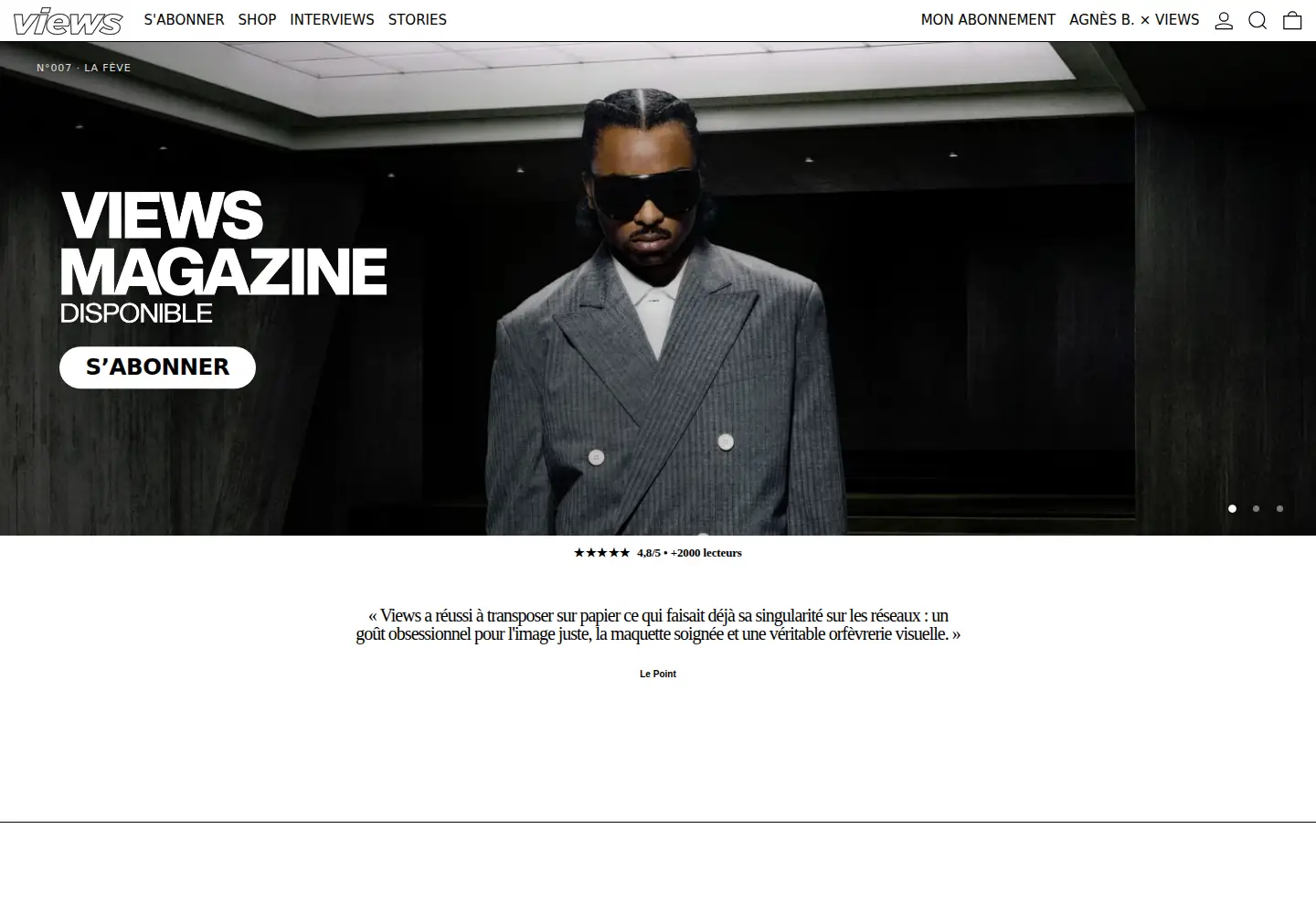 Captured homepage of views.fr in the current scan