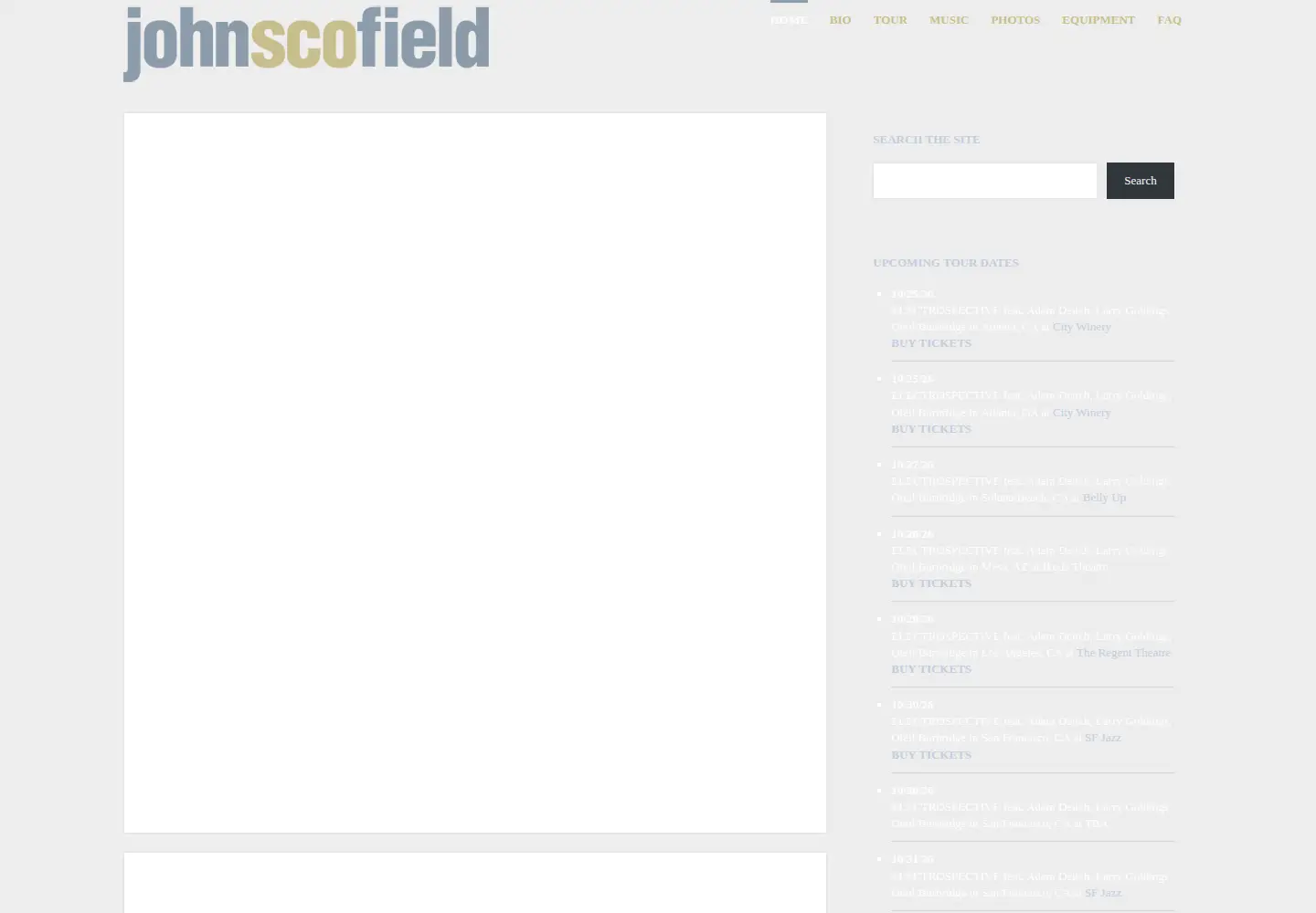Captured homepage of johnscofield.com in the current scan
