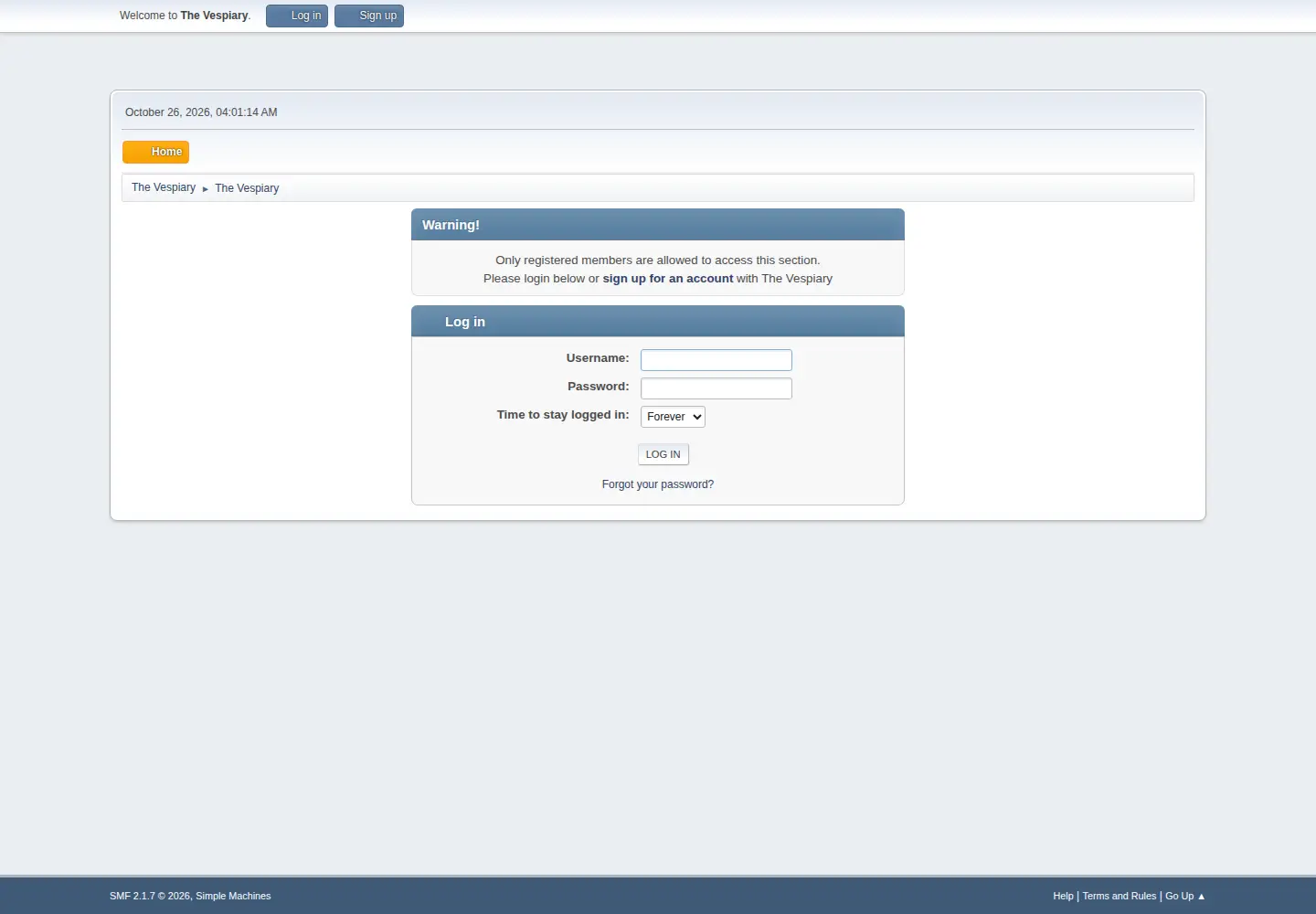 Screenshot of thevespiary.org