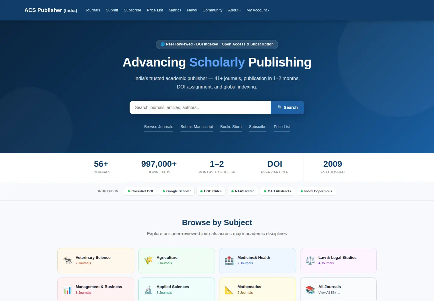 Screenshot of acspublisher.com