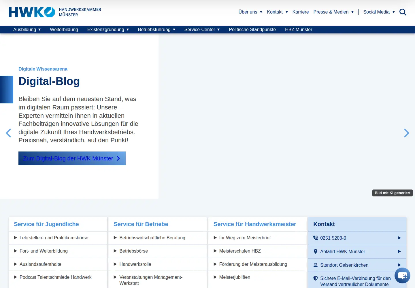 Screenshot of hwk-muenster.de