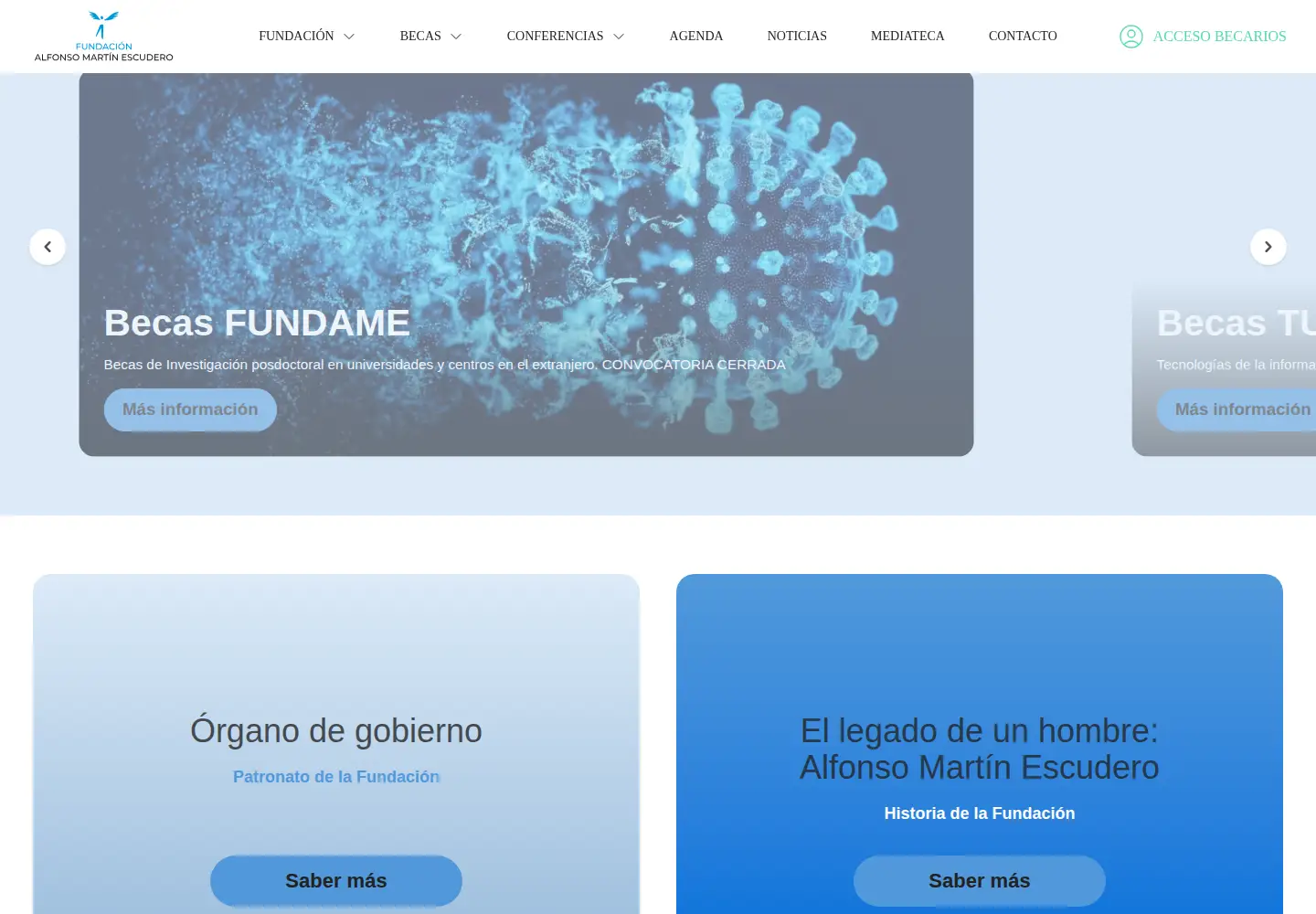Captured homepage of fundame.org in the current scan
