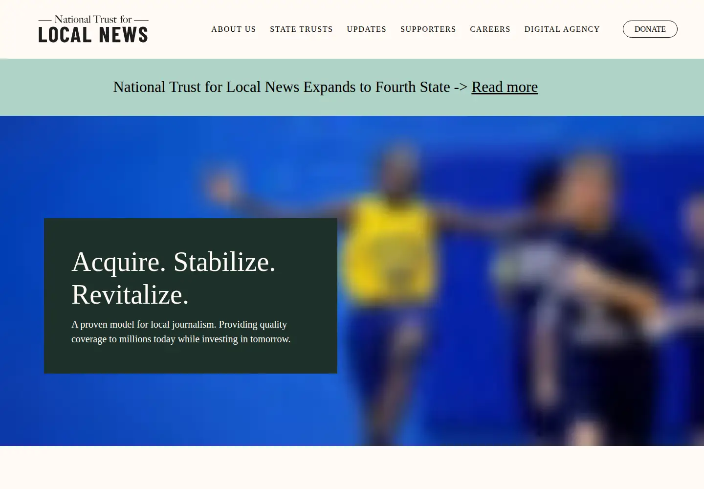 Screenshot of nationaltrustforlocalnews.org