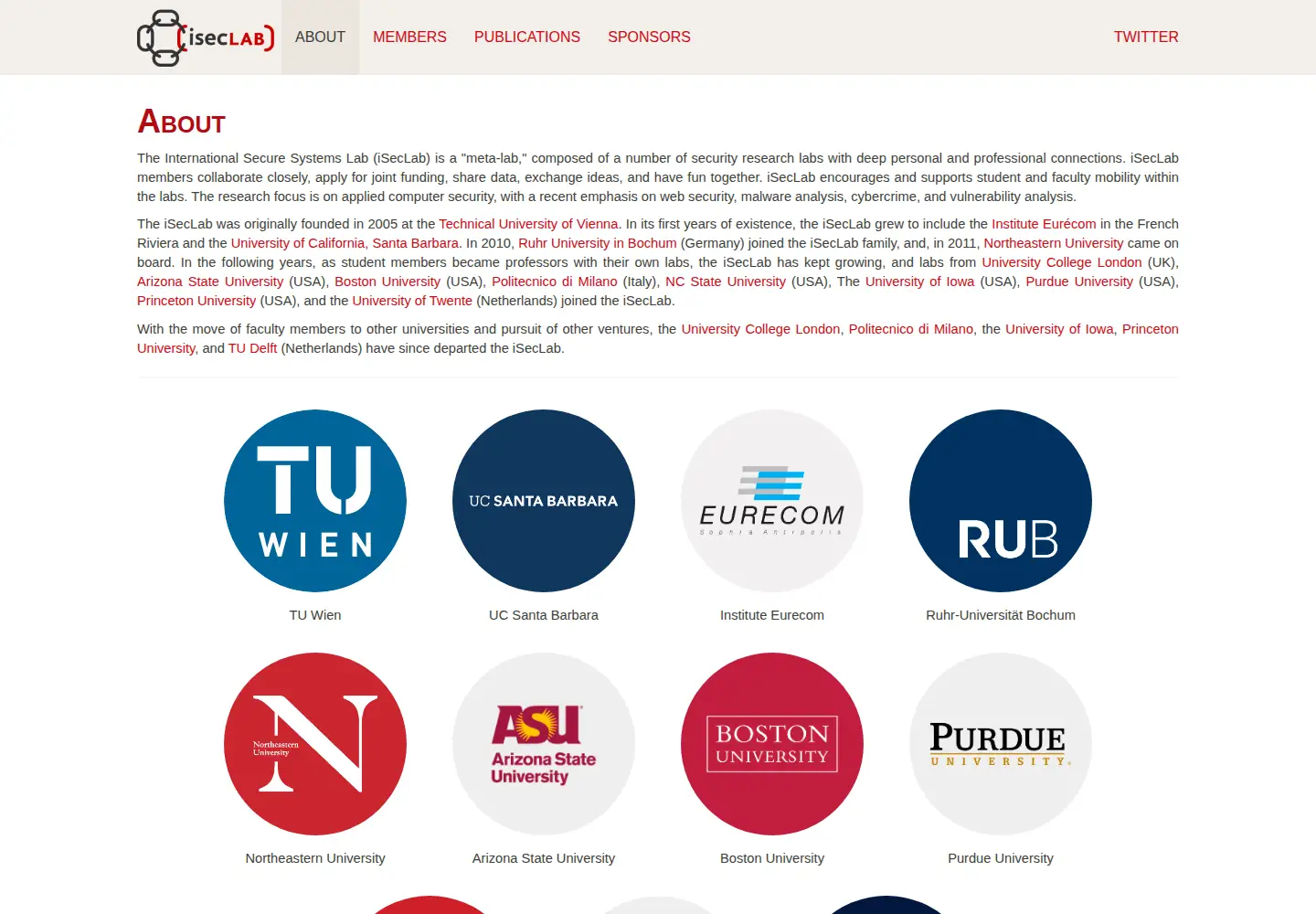 Screenshot of iseclab.org