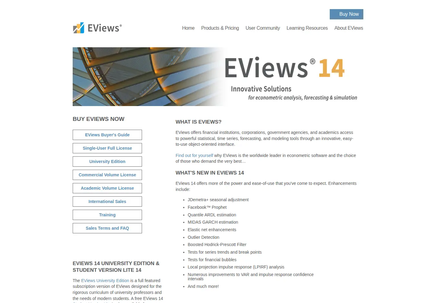 Screenshot of eviews.com