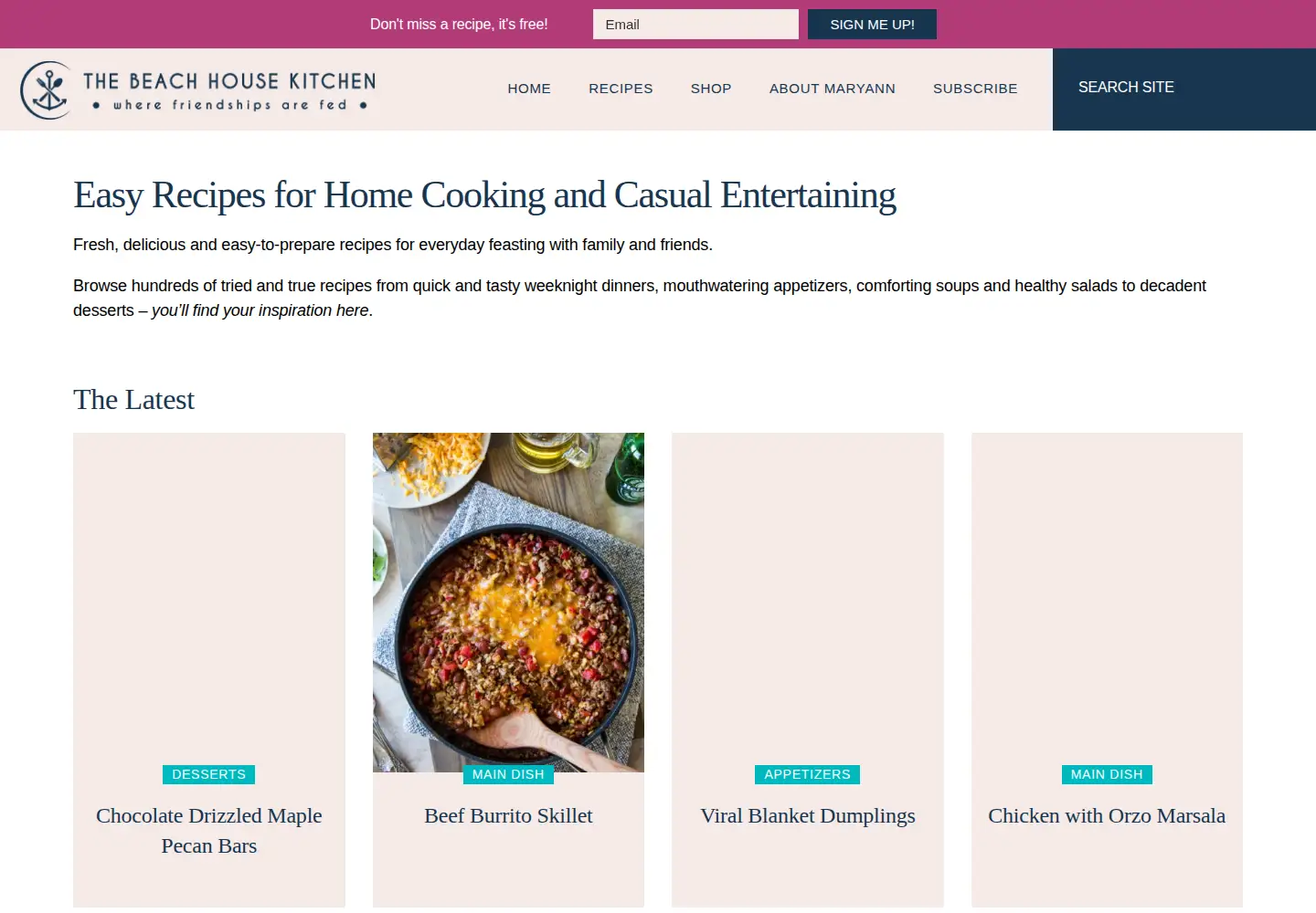 Screenshot of thebeachhousekitchen.com