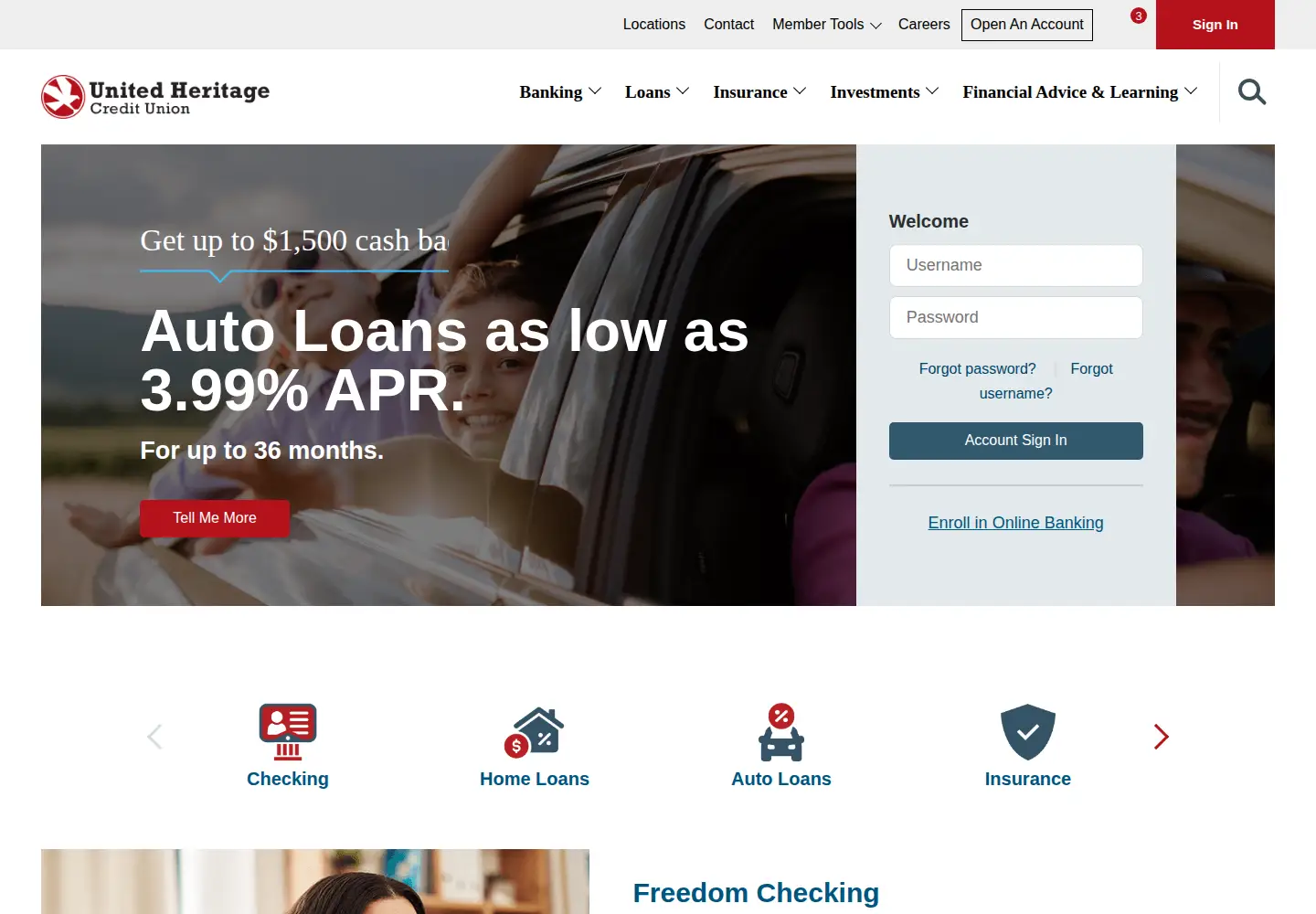 Screenshot of uhcu.org