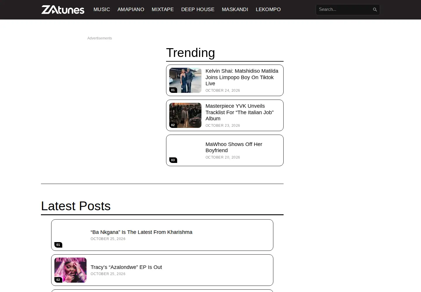 Screenshot of zatunes.co.za