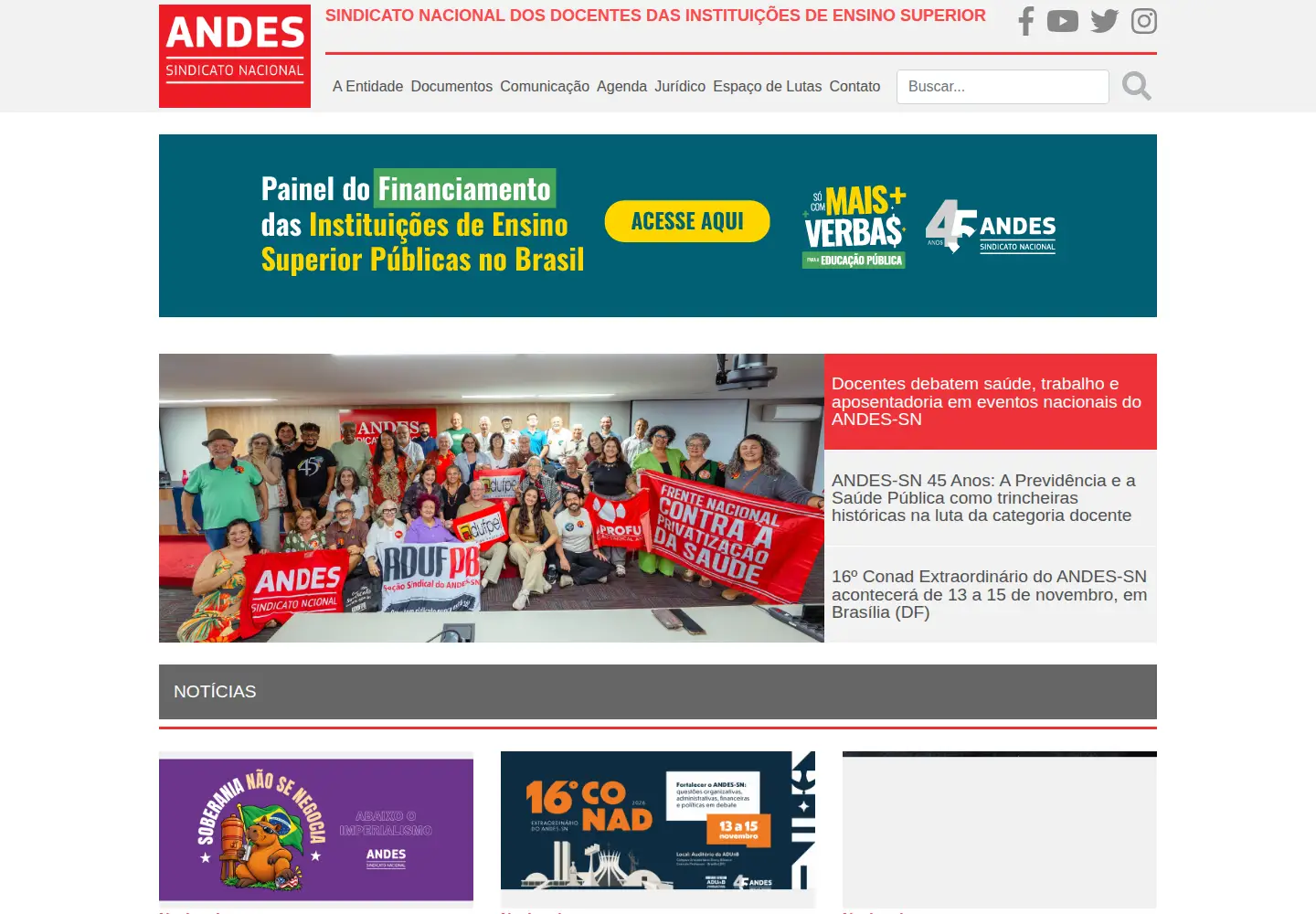 Captured homepage of andes.org.br in the current scan