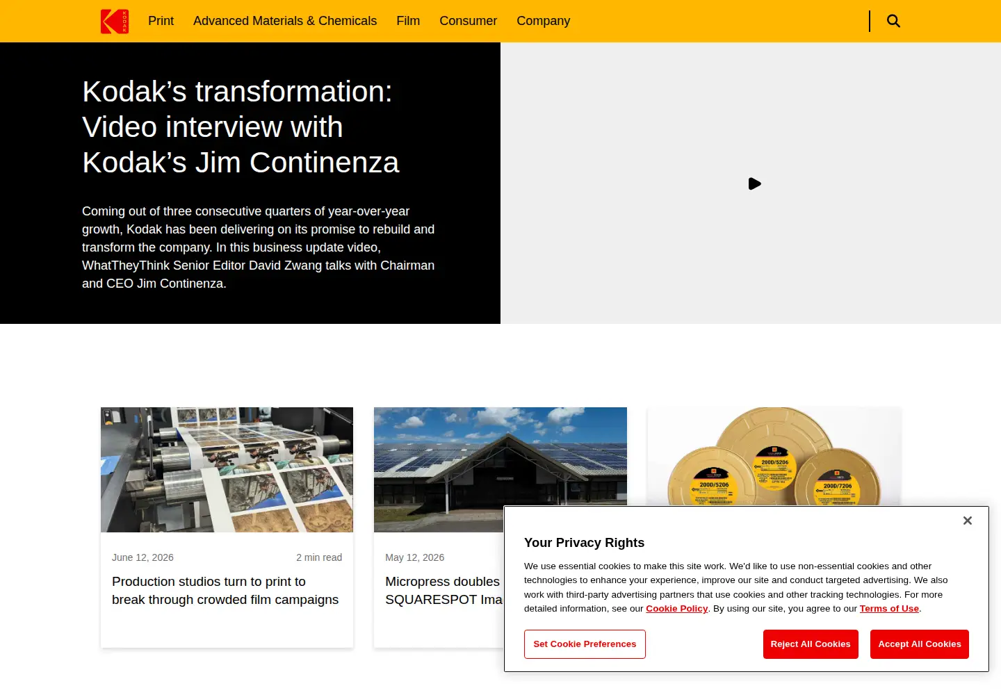 Screenshot of kodak.com
