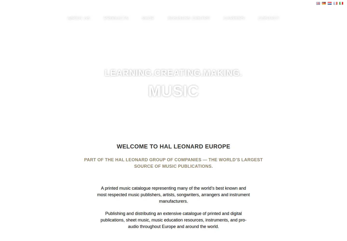 Screenshot of halleonardeurope.com