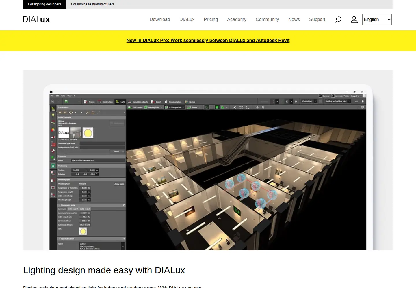 Screenshot of dialux.com