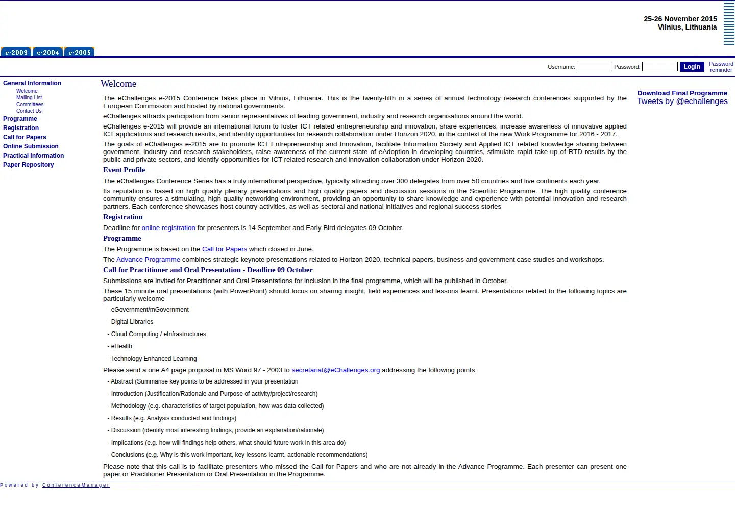 Screenshot of echallenges.org