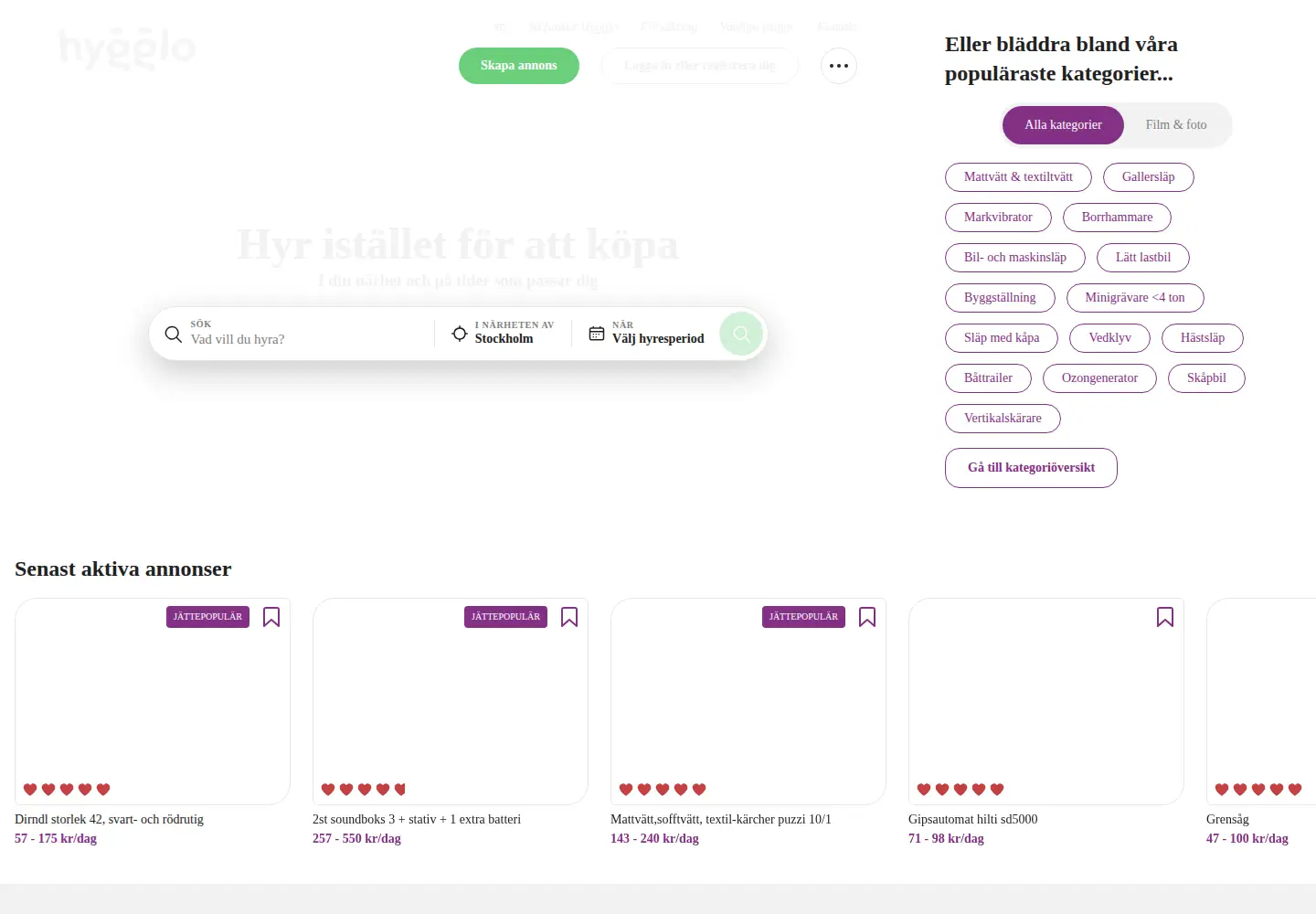 Screenshot of hygglo.se