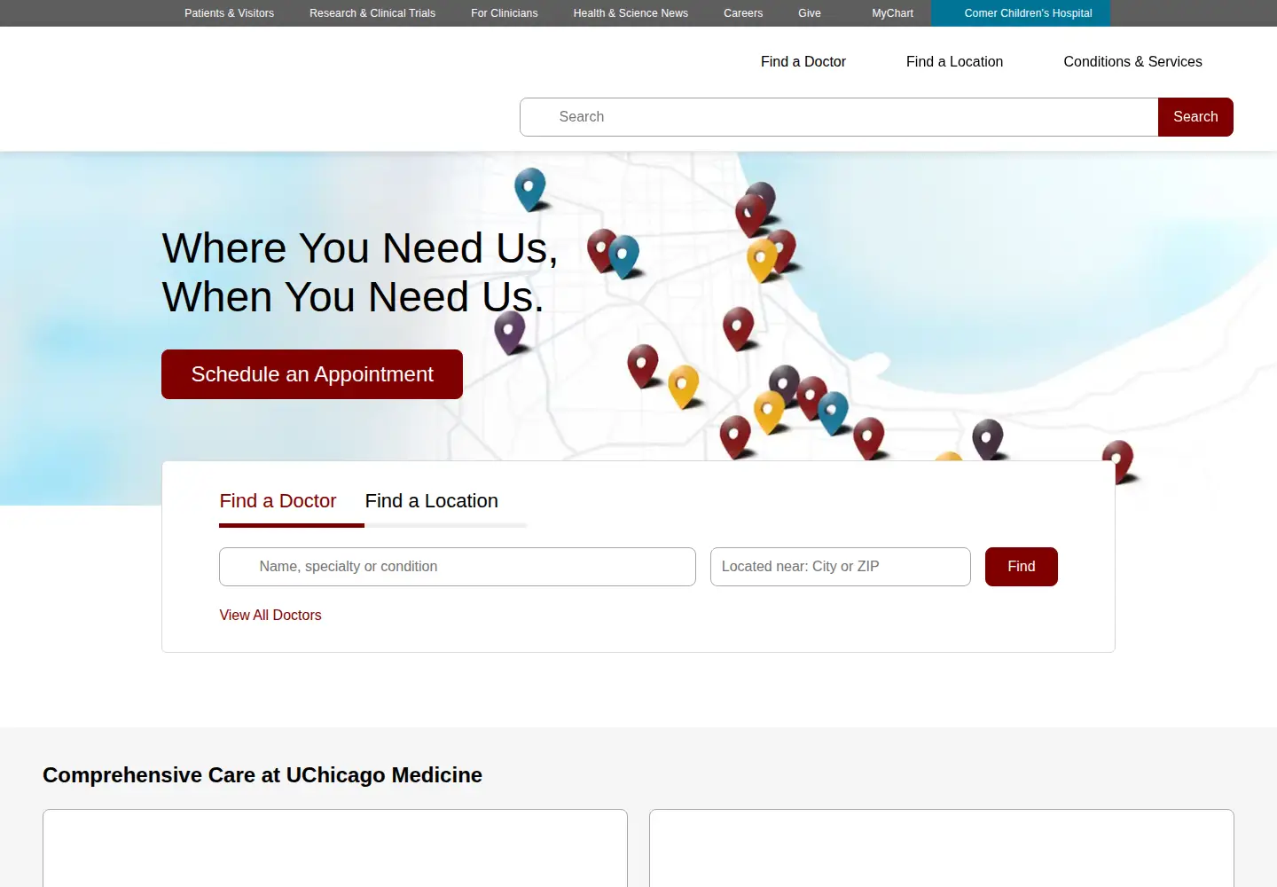 Screenshot of uchicagokidshospital.org