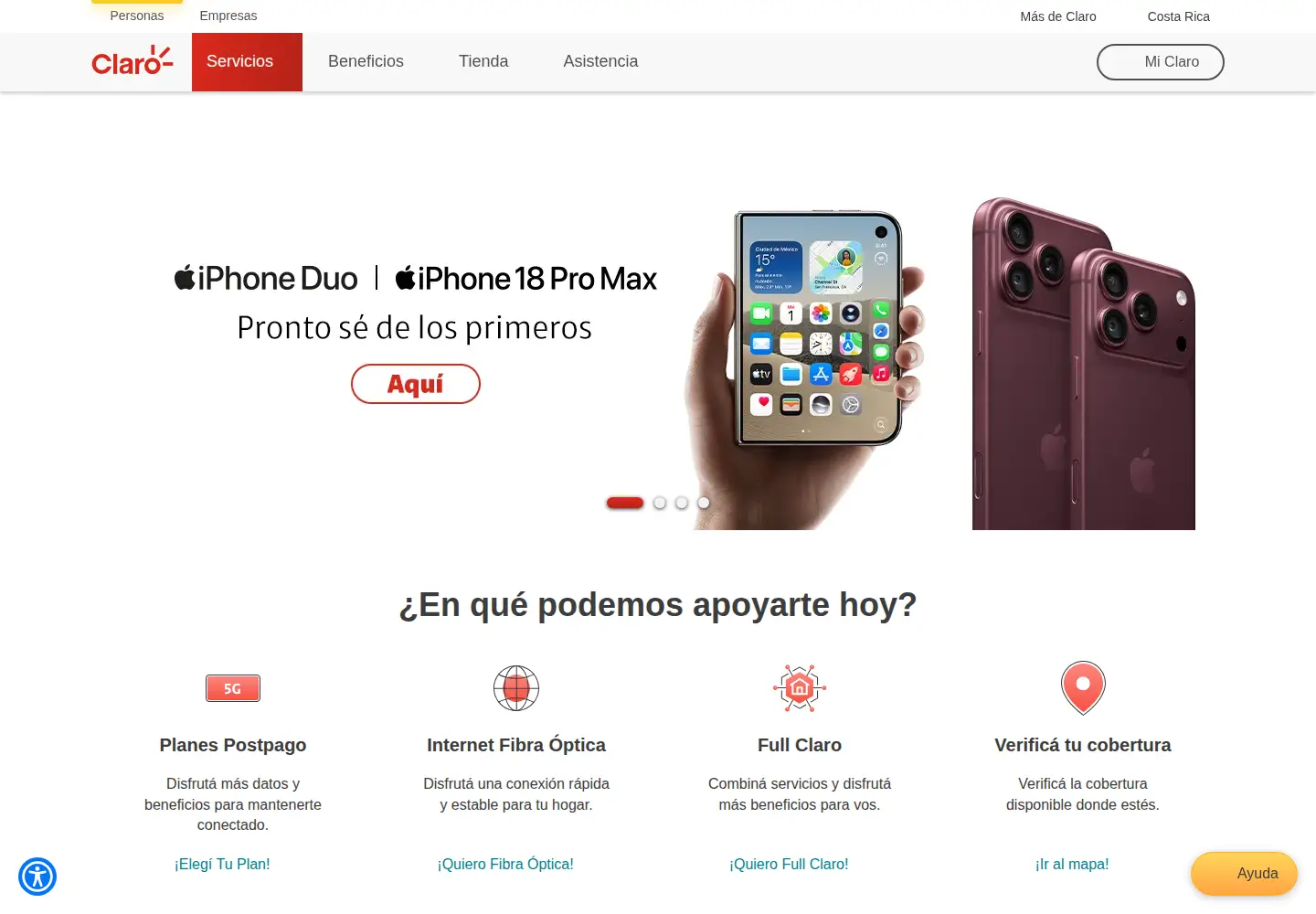 Screenshot of claro.cr