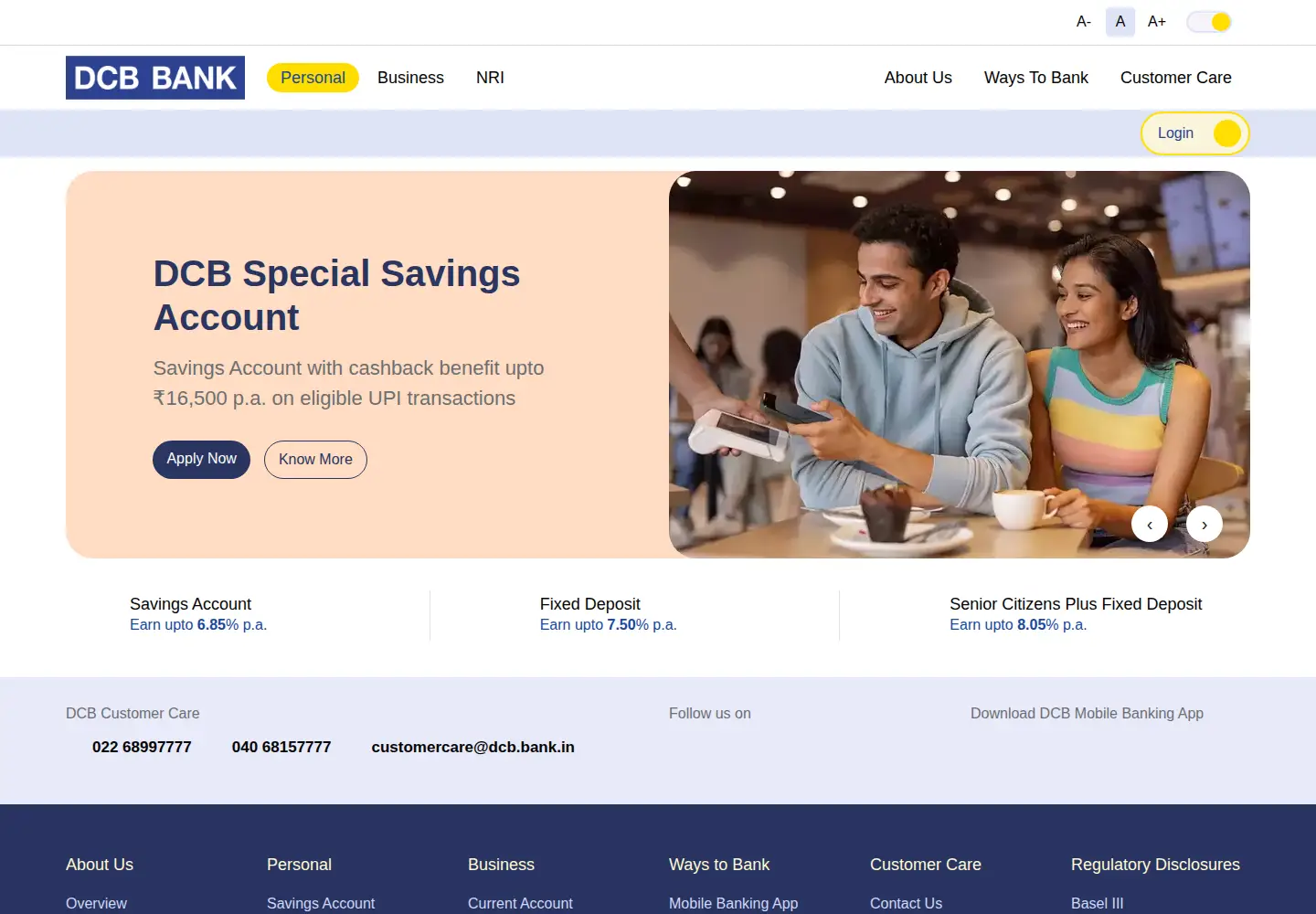 Captured homepage of dcbbank.com in the current scan
