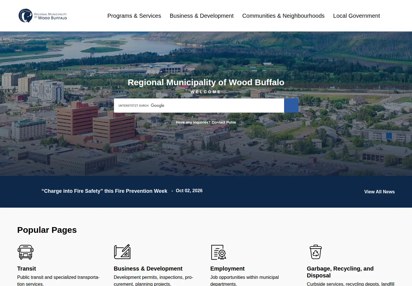 Screenshot of rmwb.ca