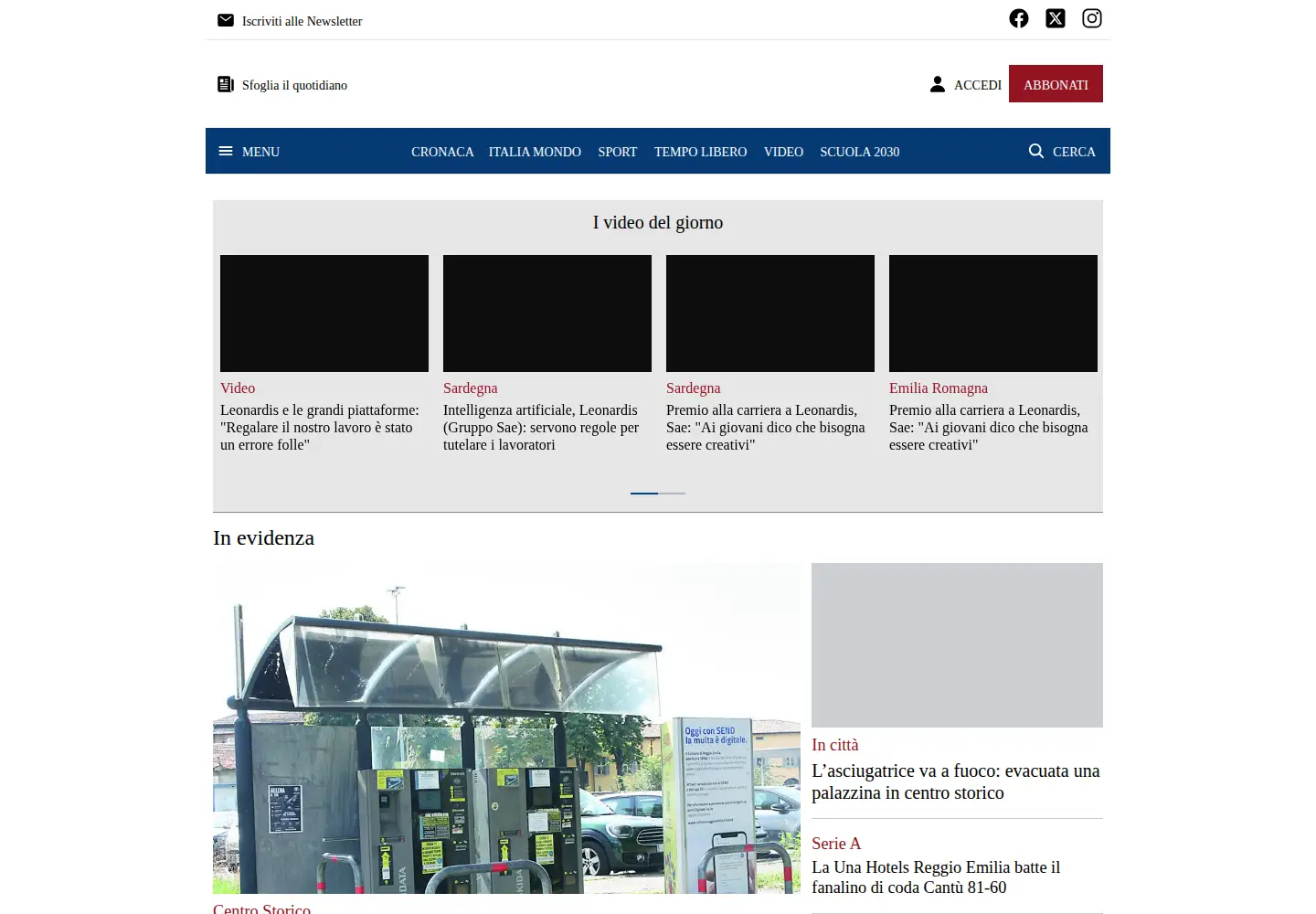 Screenshot of gazzettadireggio.it