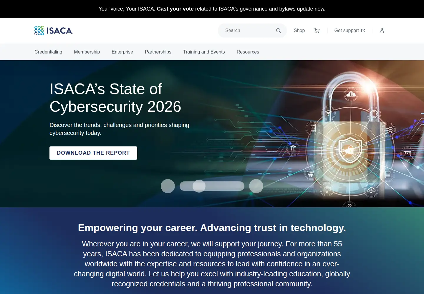 Screenshot of isaca.org