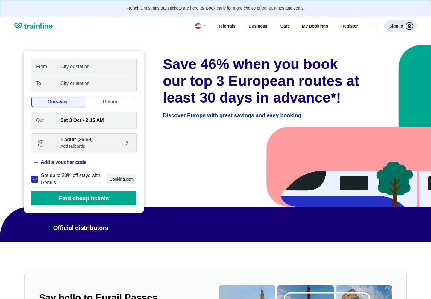 Screenshot of trainline.eu
