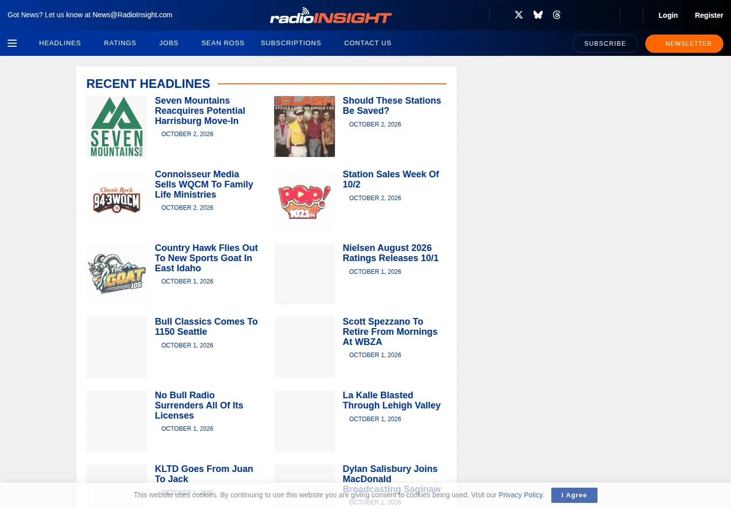 Screenshot of radioinsight.com