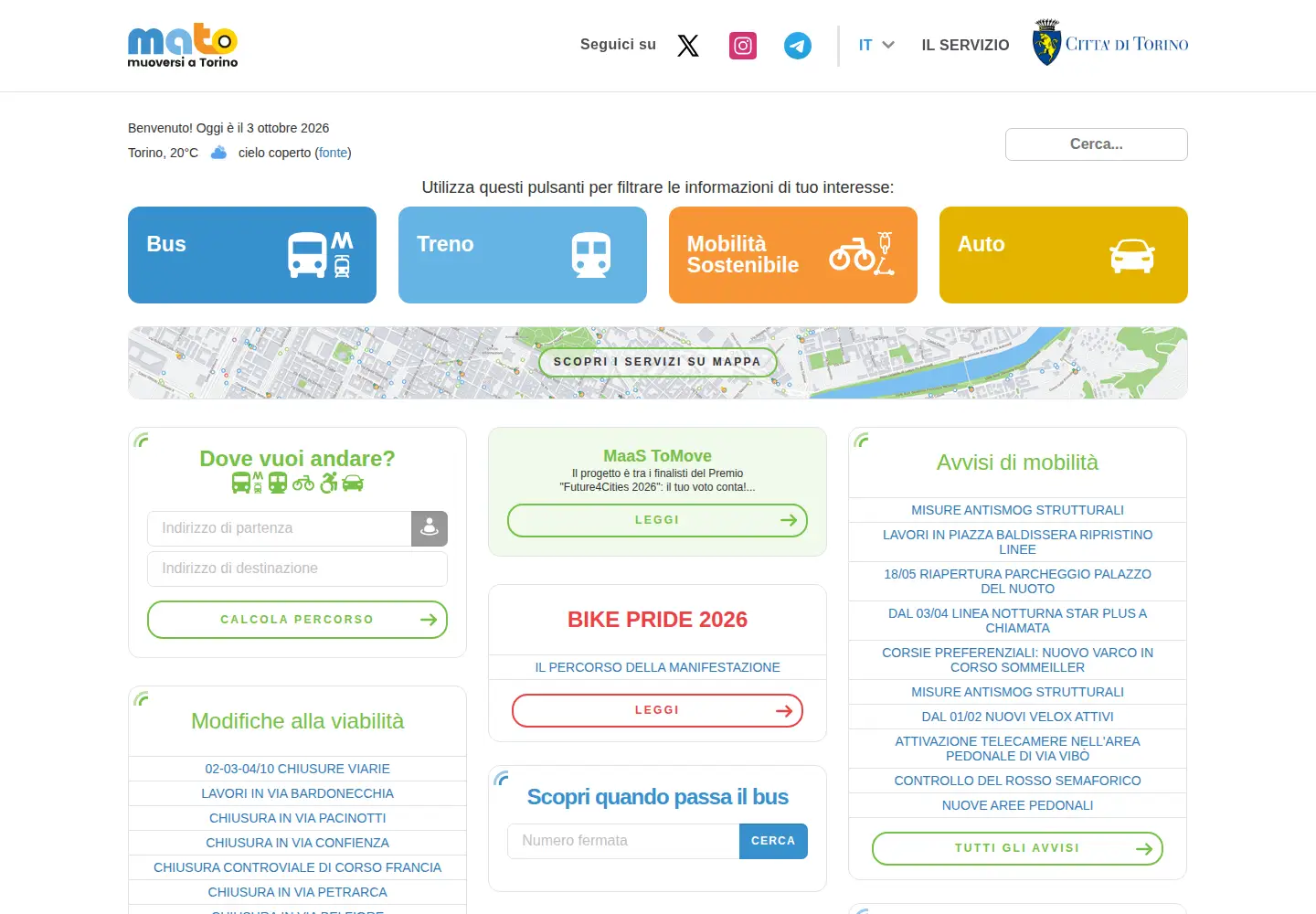 Screenshot of muoversiatorino.it