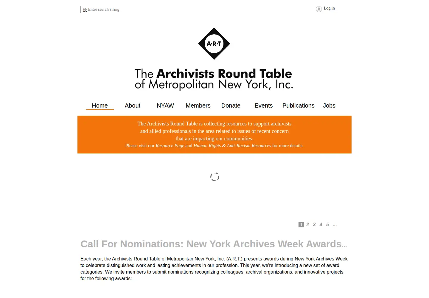 Screenshot of nycarchivists.org