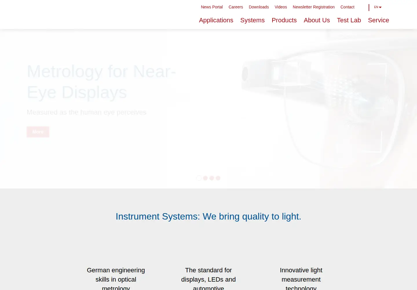 Captured homepage of instrumentsystems.com in the current scan