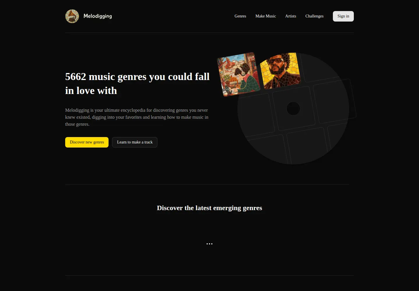 Screenshot of melodigging.com