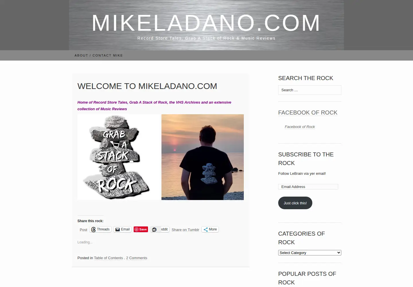 Captured homepage of mikeladano.com in the current scan