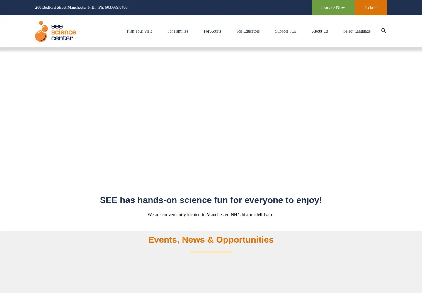 Captured homepage of see-sciencecenter.org in the current scan