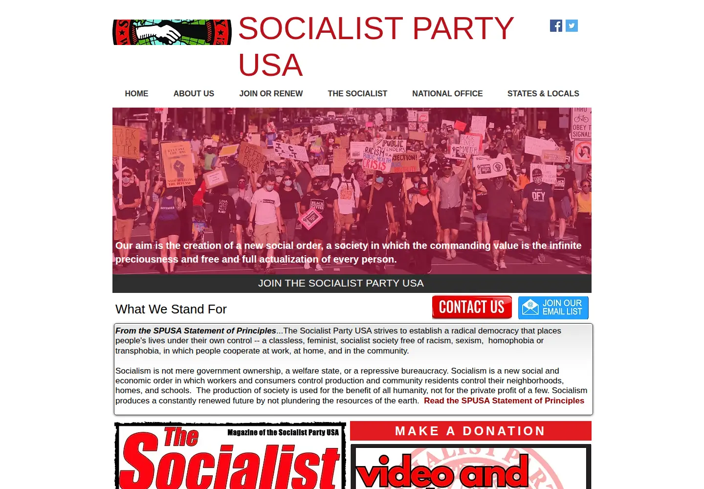 Screenshot of socialistpartyusa.net