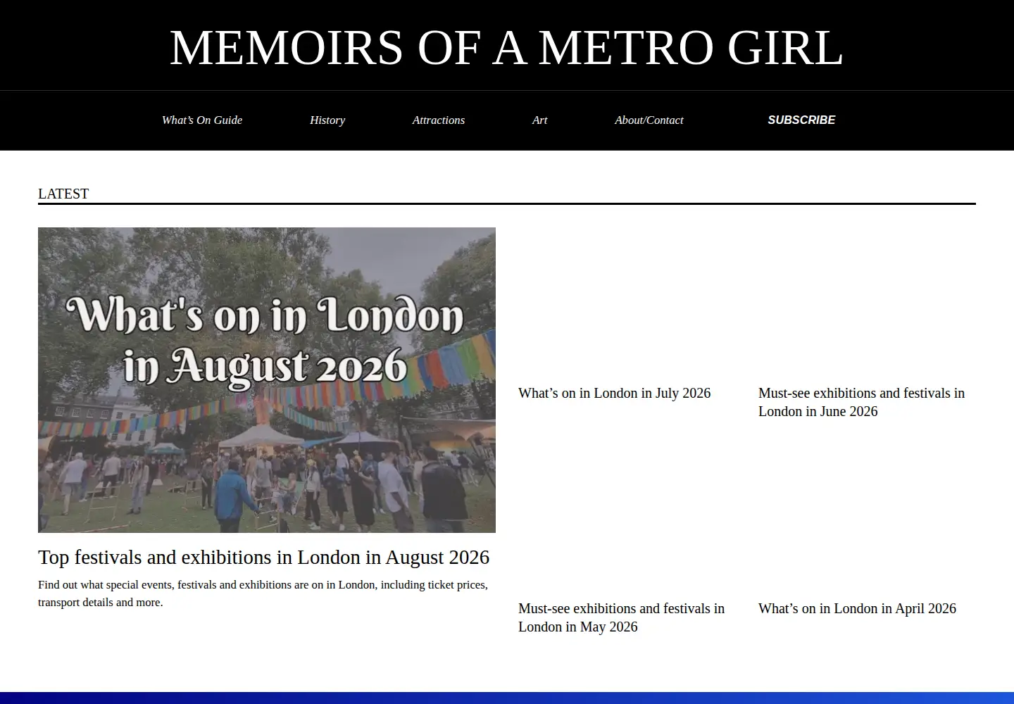 Captured homepage of memoirsofametrogirl.com in the current scan