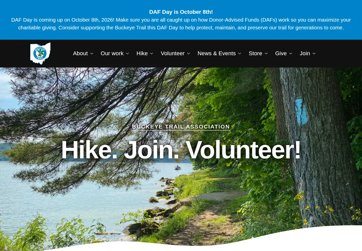 Screenshot of buckeyetrail.org