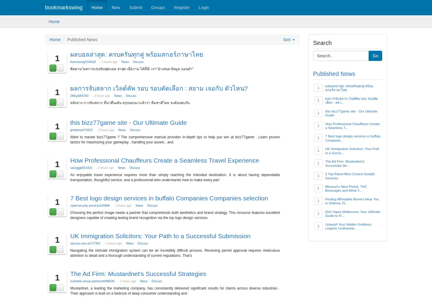 Screenshot of bookmarkswing.com