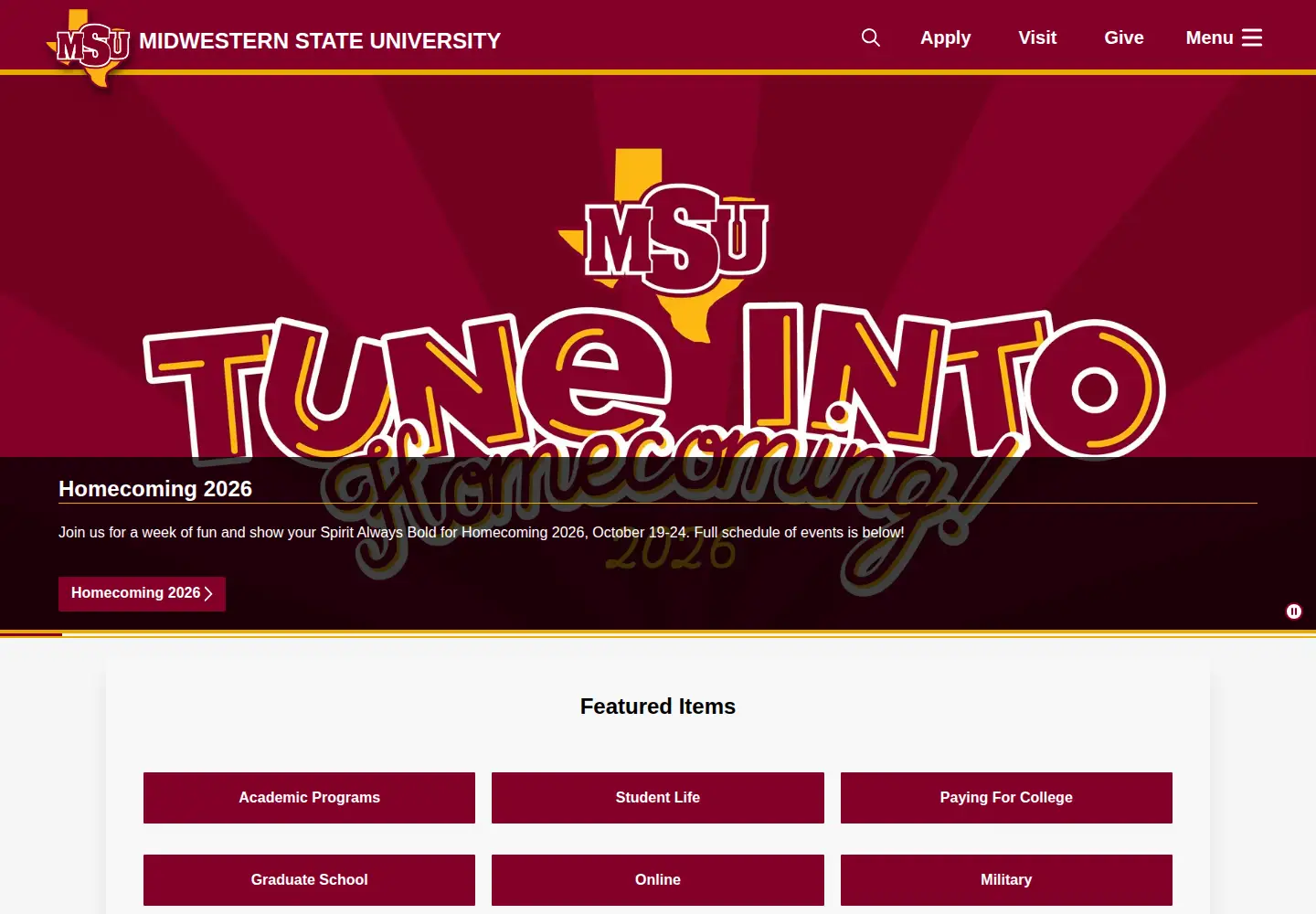 Screenshot of msutexas.edu