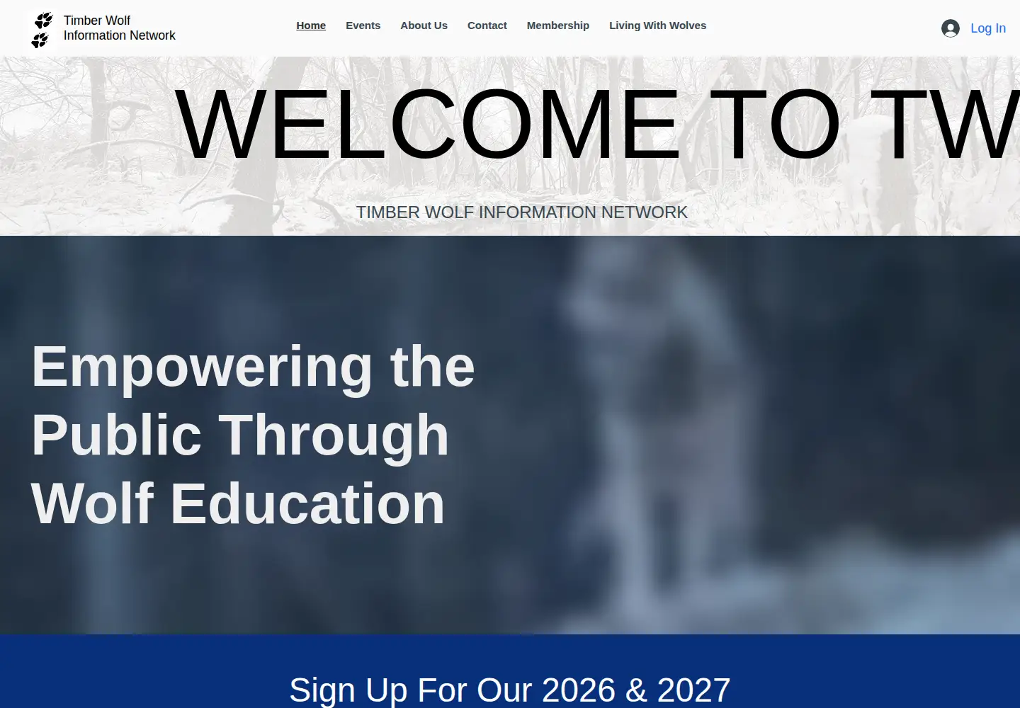 Captured homepage of timberwolfinformation.org in the current scan