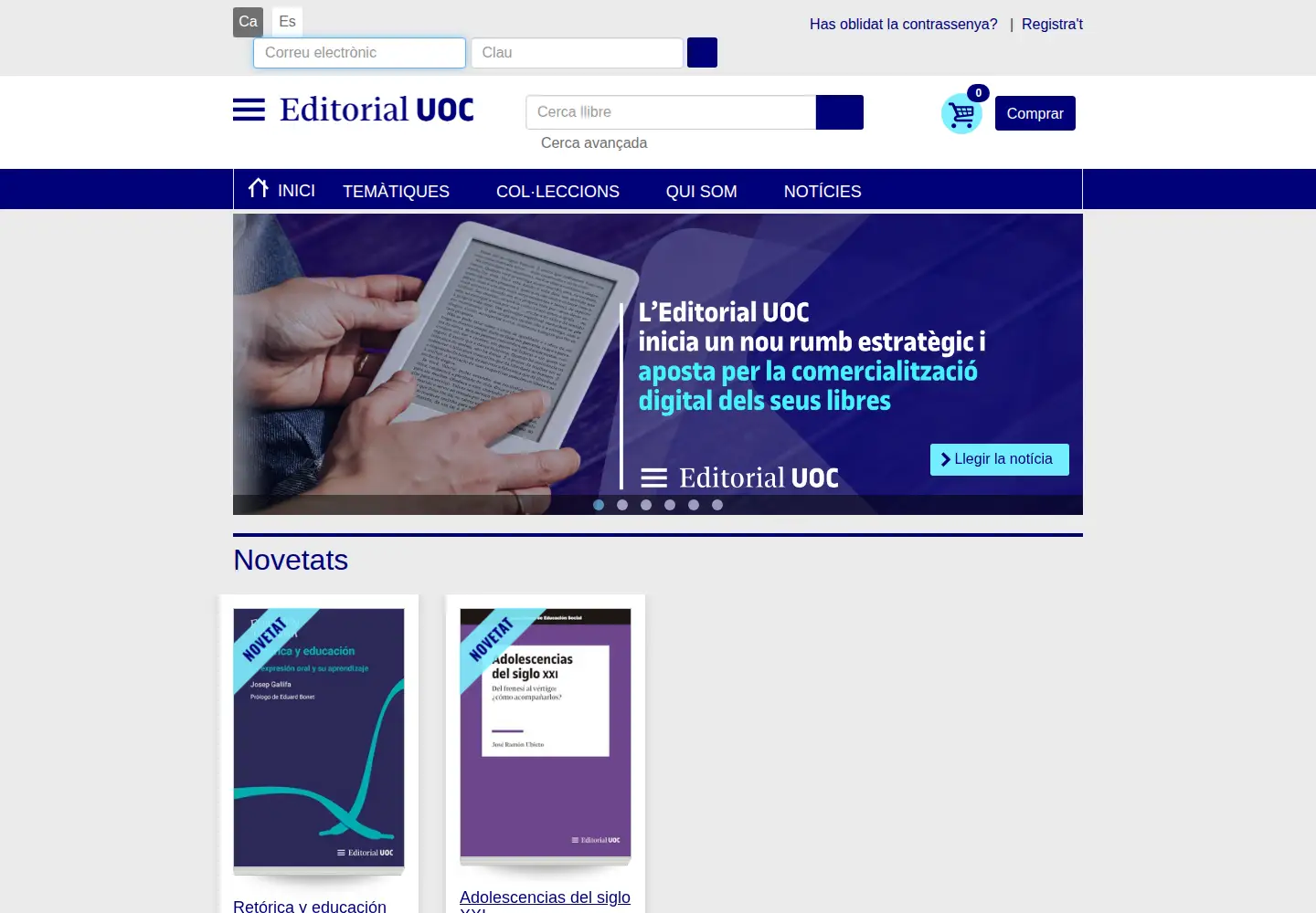 Captured homepage of editorialuoc.com in the current scan