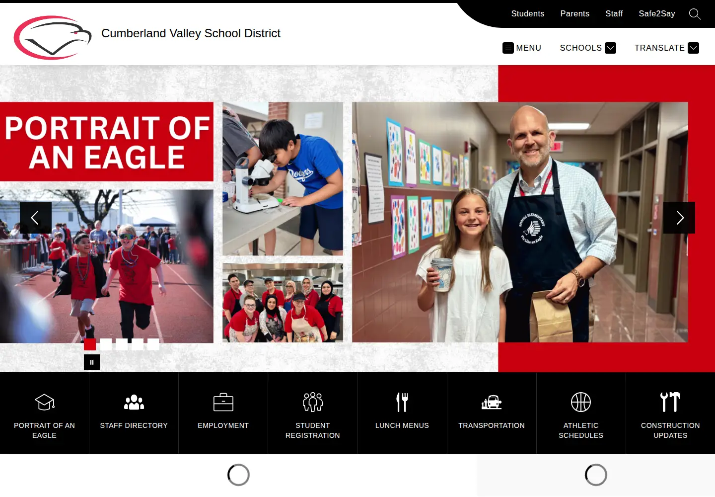 Captured homepage of cvschools.org in the current scan