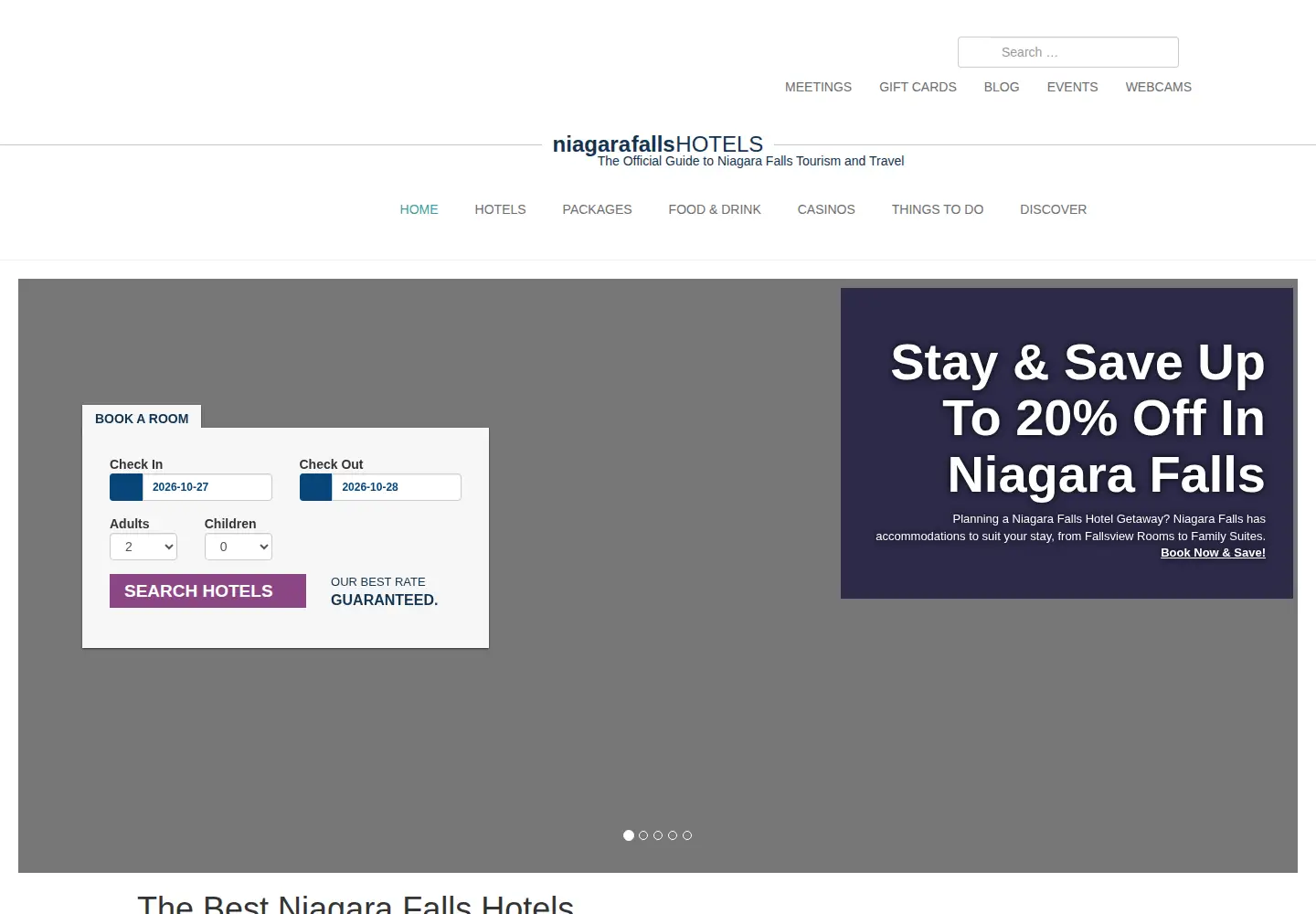 Screenshot of niagarafallshotels.com