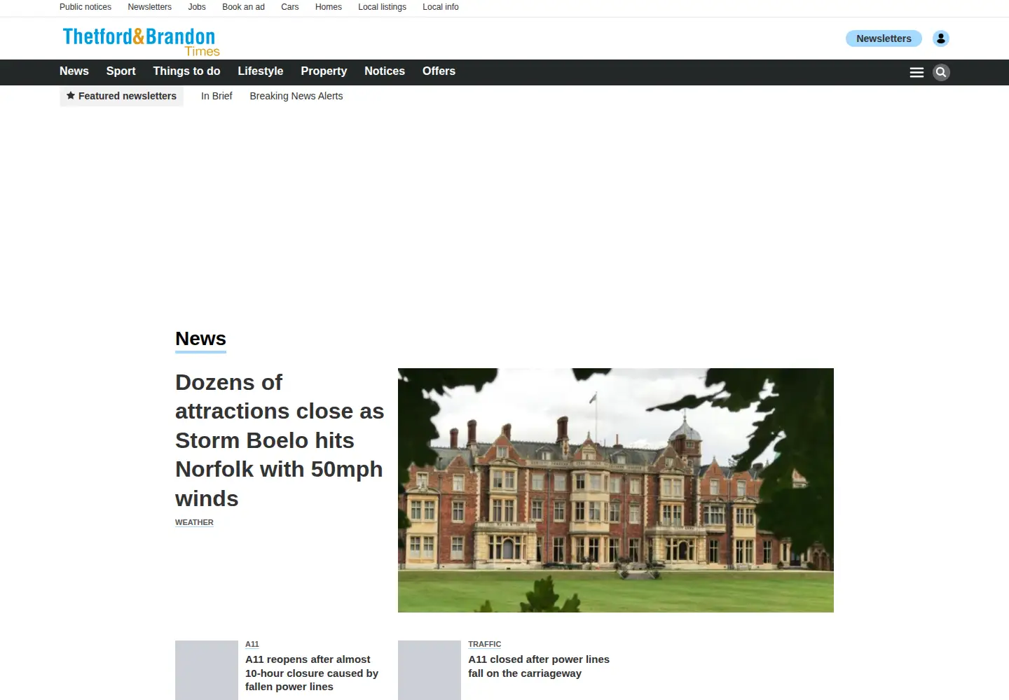 Screenshot of thetfordandbrandontimes.co.uk