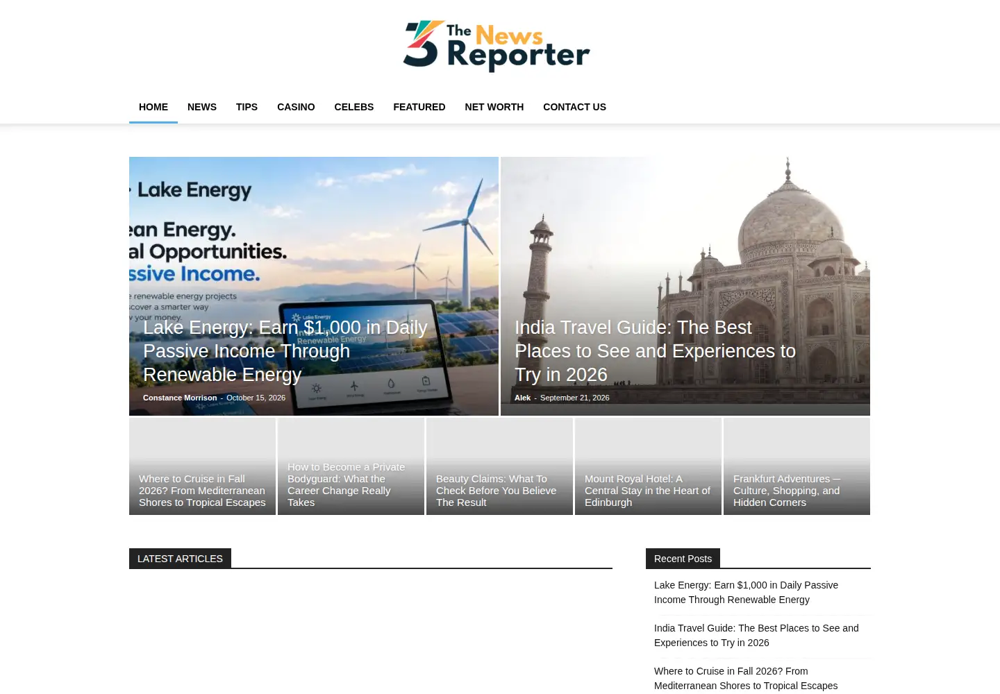Captured homepage of news-reporter.com in the current scan