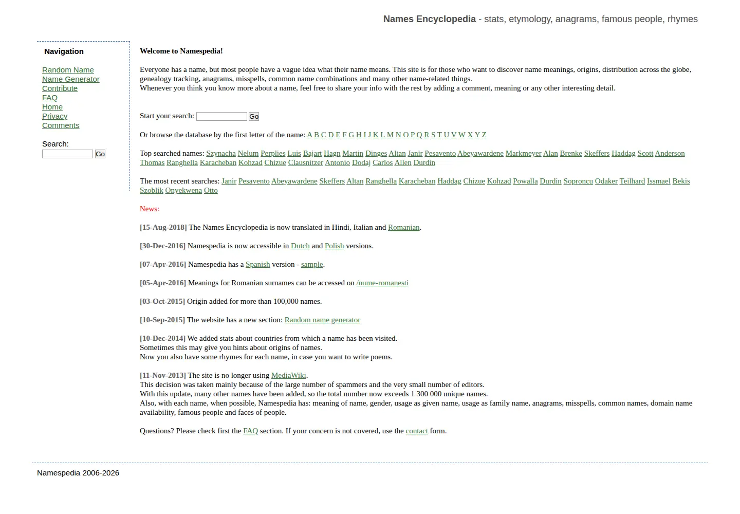 Screenshot of namespedia.com