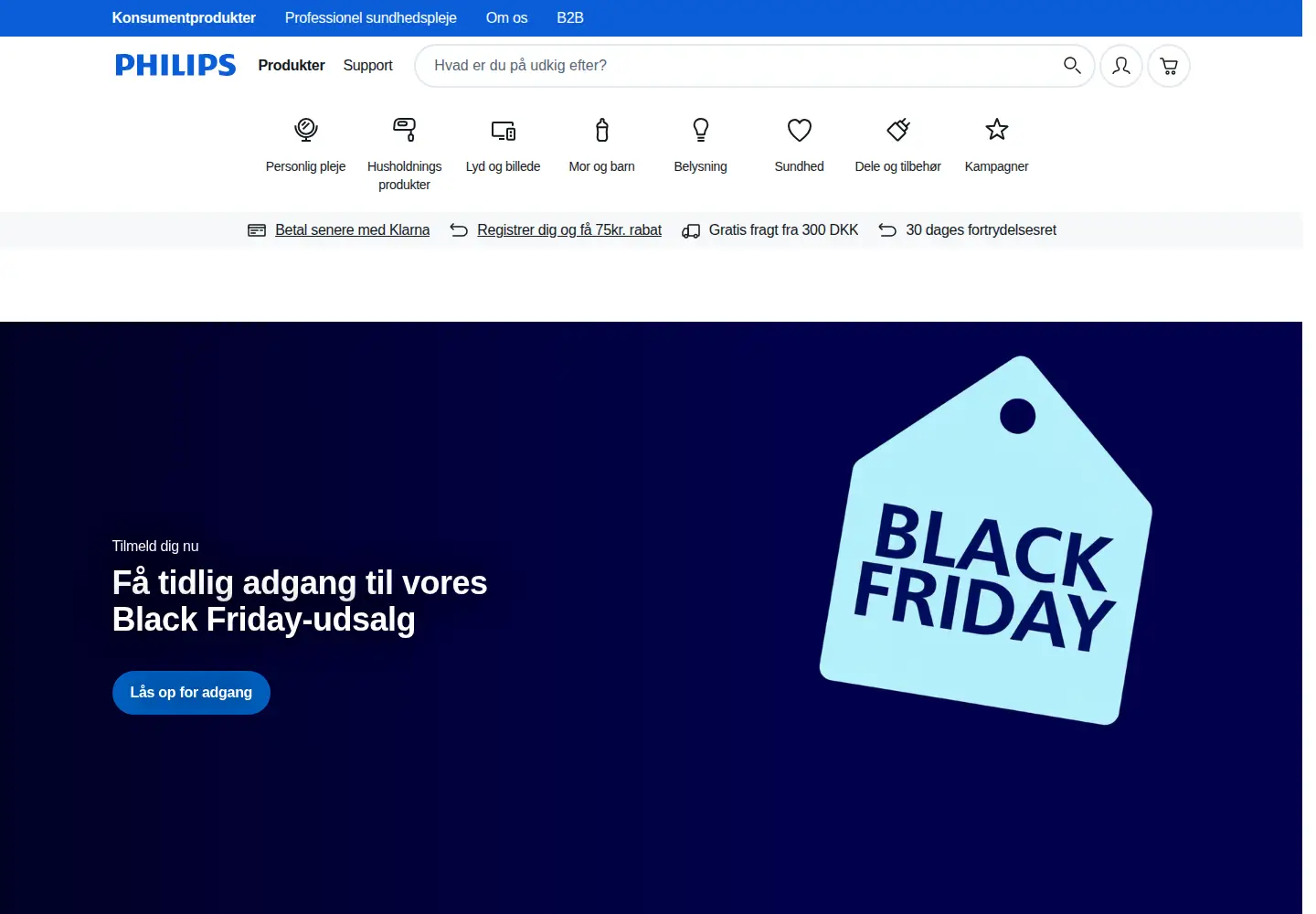 Captured homepage of philips.dk in the current scan