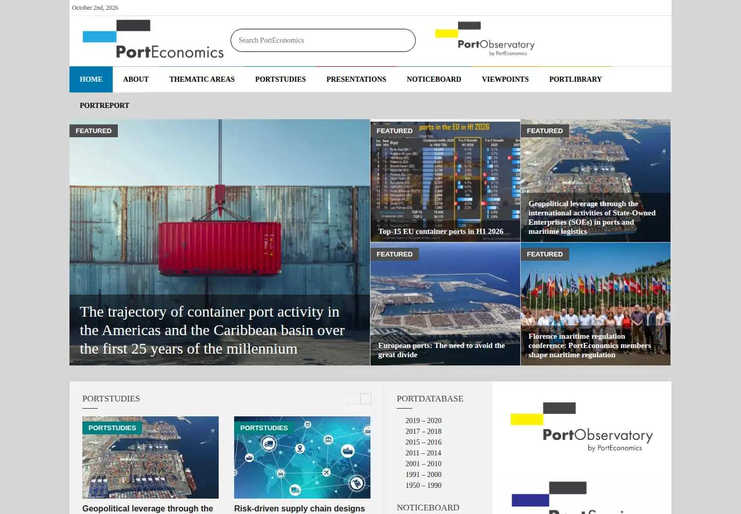 Screenshot of porteconomics.eu