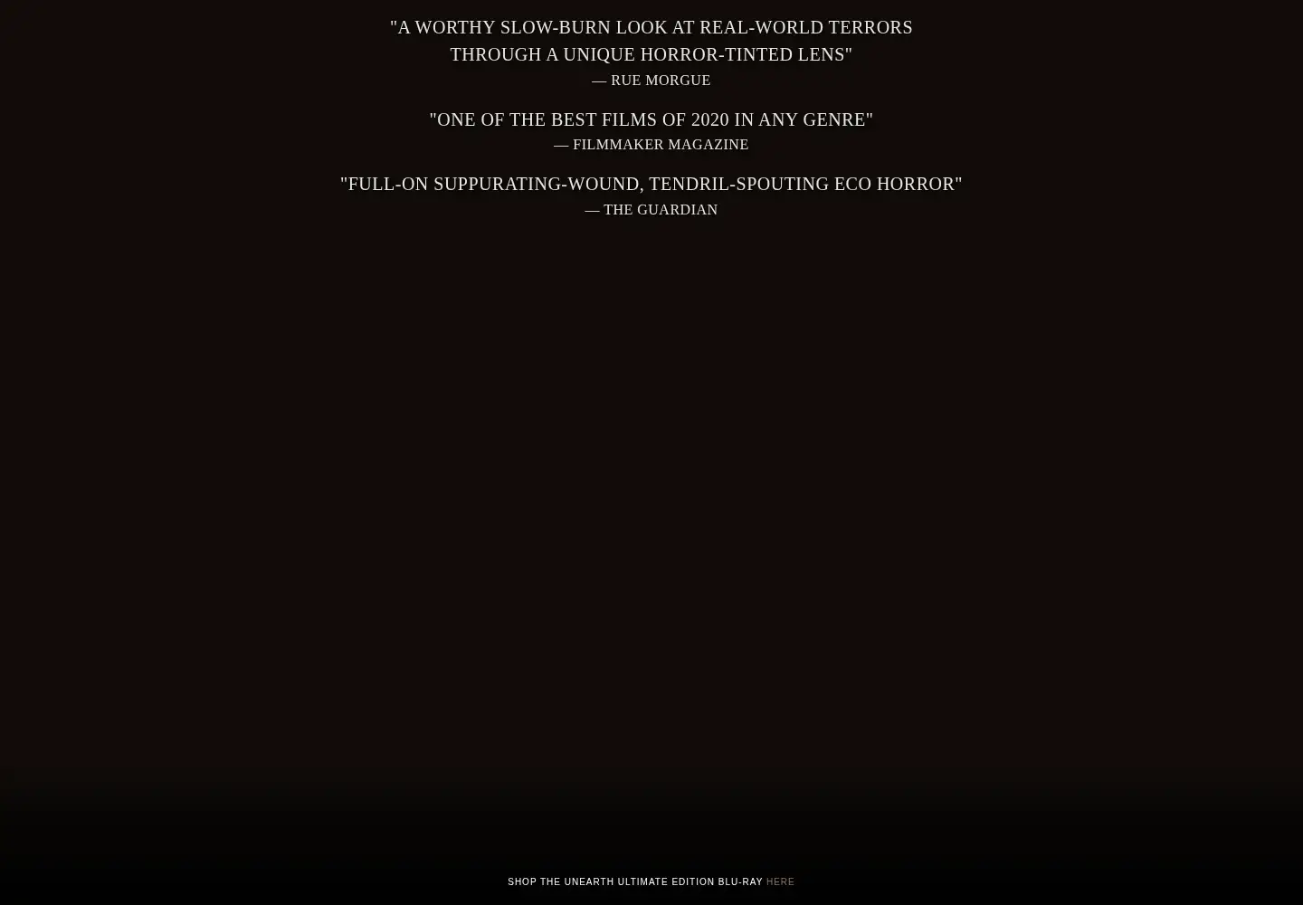 Captured homepage of unearthmovie.com in the current scan